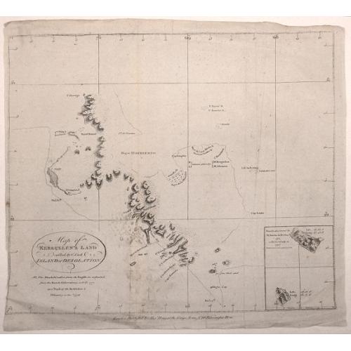 Old map image download for Map of Kerguelen's Land called by Capt. Cook Island of Desolation