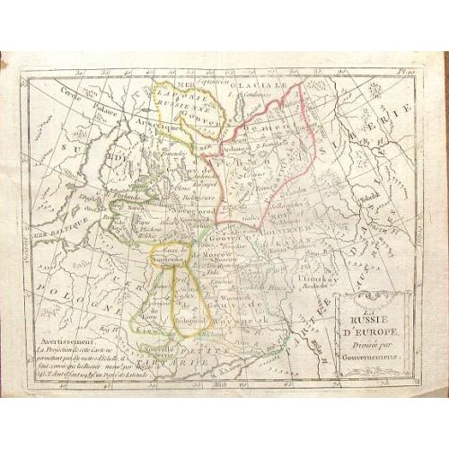 Old map image download for La Russie D'Europe, Divisee par Gouvernemens.