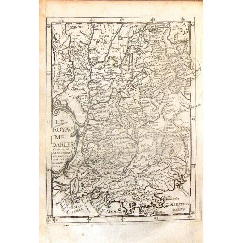 Old map image download for Le Royaume darles comprenant la Provence Daulphine, Savoye & Lionnois.