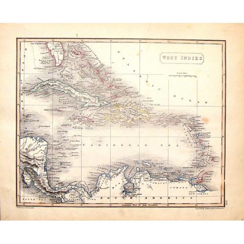 Old map image download for West Indies.