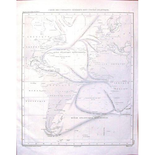 Old map image download for Carte des Courants Generaux dans L'Ocean Anlantique.