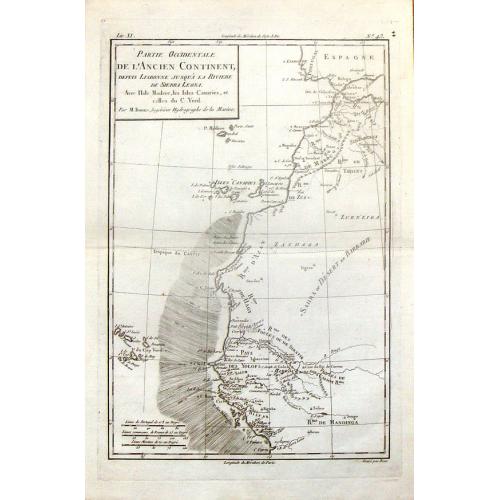 Old map image download for Partie Occidentale de L'Ancien Continent depuis Lisbonne Jusqu'a la Riviere de Sierra Leona.