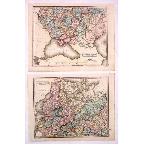 Old map image download for Russia In Europe - North Part & South Part (Two Maps).