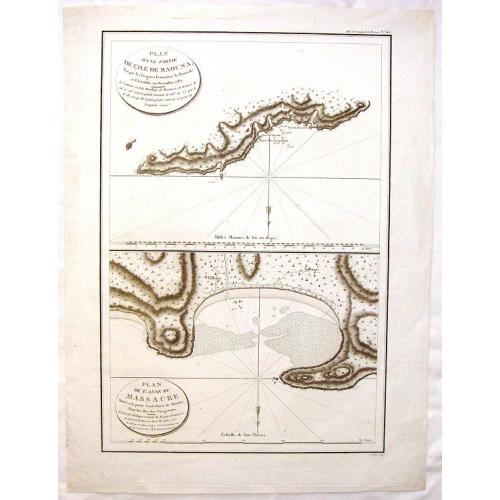 Old map image download for Plan D'une Partie de l'Isle de Maouna & Plan de L'Anse du Massacre.