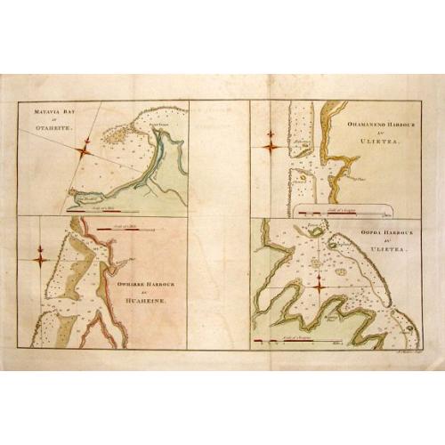 Old map image download for 4 Nautical Charts in One - Matavia Bay in Otaheite etc.