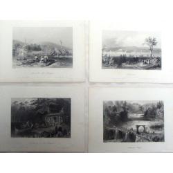 Bartlett steel Engravings - four Canadian country scenes.