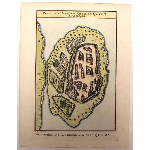 Old map image download for Plan de L'Isle et Ville de Quiloa.