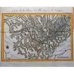 Carte de la Chaine des Montagnes de Langres.