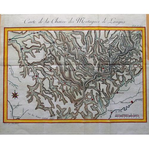 Old map image download for Carte de la Chaine des Montagnes de Langres.