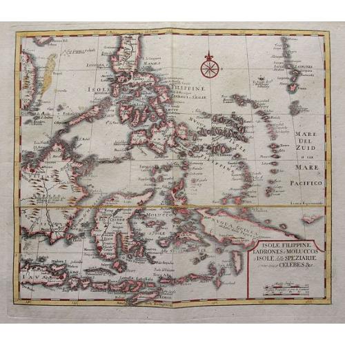 Old map image download for Isole Filippine, Ladrones, e Moluccos o Isole della Speziarie come anco Celebes &c.