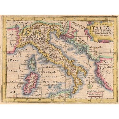 Old map image download for Tabula Italiae Corsicae, Sardiniae, et adjacentium Regnorum.