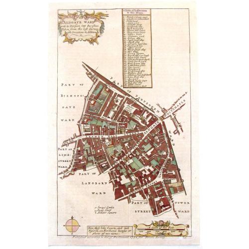 Old map image download for Aldgate Ward with its Division into Parishes Taken from the Latest Survey.