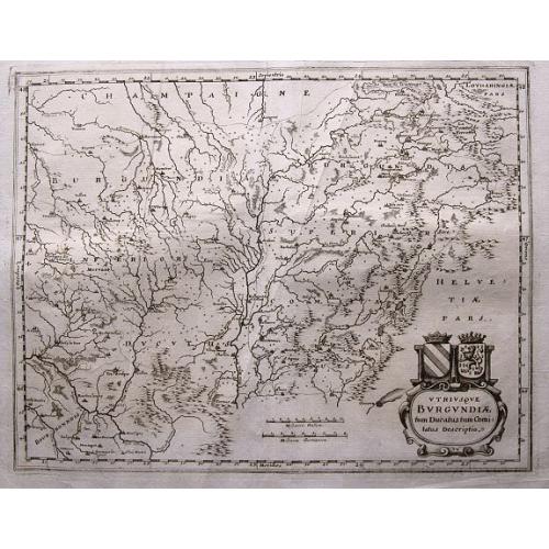 Old map image download for Wine Region Burgundy - Utriusque Burgundiae tum Ducatus tum Comitatus descriptio.