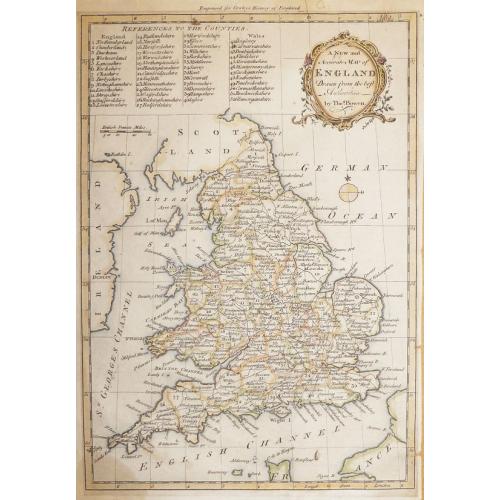 Old map image download for A new and Accurate Map of ENGLAND Drawn from the best Authorities by Thomas Bowen.