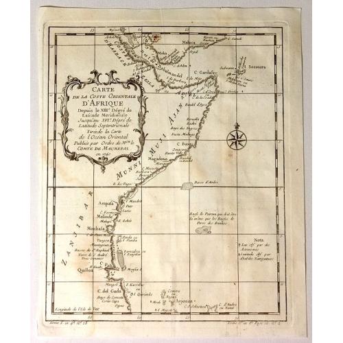 Old map image download for Carte de la Coste Orientale D'Afrique Depuis le XIIIe Degree de Latitude Meridionale