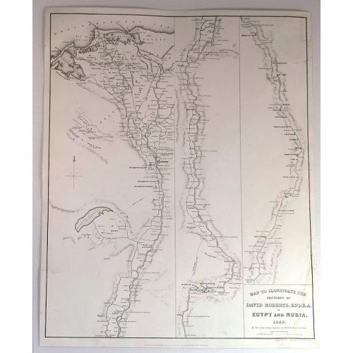 Old map image download for Map to Illustrate the Sketches of David Roberts, Esq. in Egypt and Nubia, 1849.