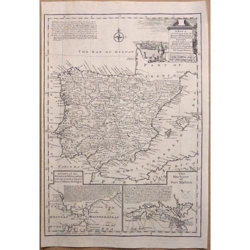 Old map image download for A New & Accurate Map of Spain & Portugal Drawn from the latest Surveys & most approved Maps & Charts The whole being adjusted by Astron Observations. By Emanuel Bowen