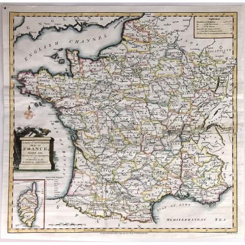 Old map image download for A New and Accurate Map of France, divided into Departments, Districts....