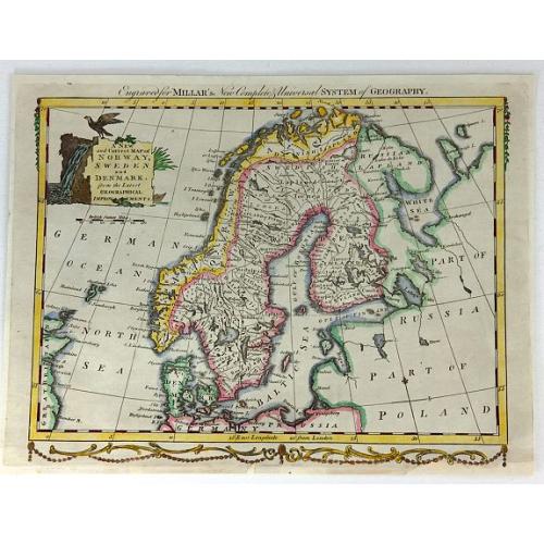 Old map image download for A New And Correct Map Of Norway, Sweden And Denmark. From The Latest Geographical Improvements