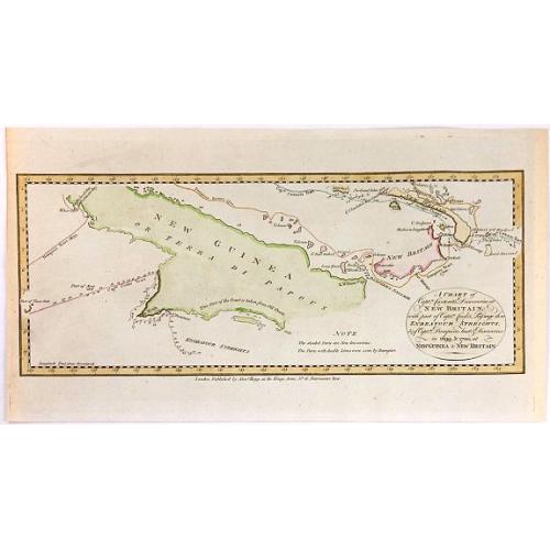 Old map image download for A Chart of Captain Carteret's Discoveries at New Britain, with Part of Captain Cook's Passage Thro Endeavour Streights, & of Captain Dampier's Tract & Discoveries in 1699, & 1700, at New Guinea & New Britain