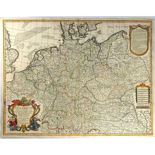 Old map image download for L'ALLEMAGNE, Dresse sur les Observations de Tycho Brahe, de Kepler, de Snellius....