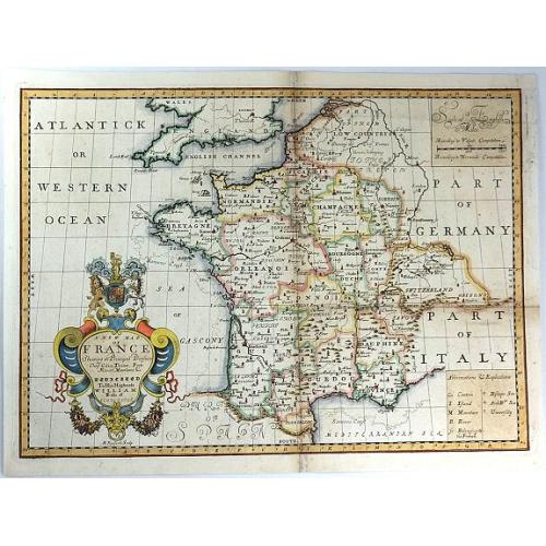 Old map image download for New Map of France Shewing its Principal Divisions, Chief Cities, Townes, Ports, Rivers, Mountains &c. Dedicated to His Highness William Duke of Gloucester....