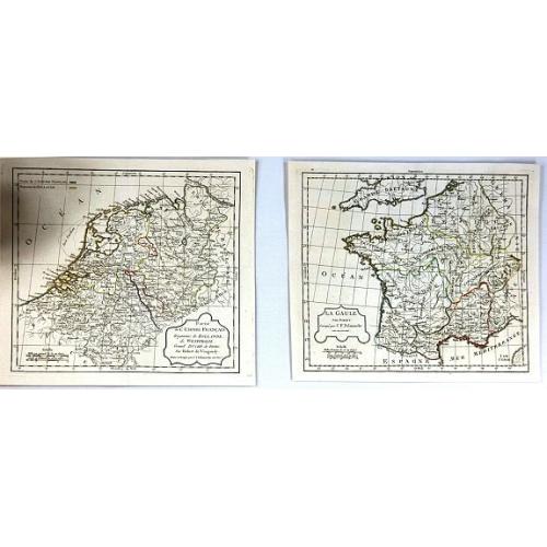 Old map image download for (2 Maps) La Gaule & Partie de L'Empire Francais Royaumes de Hollande, de Westphalie, grand duche de Berg