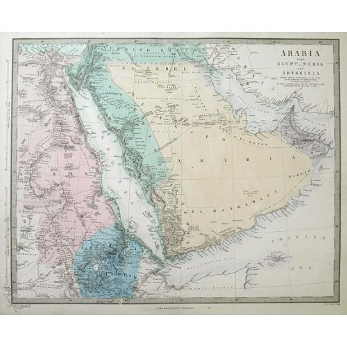 Old map image download for Arabia with Egypt, Nubia and Abyssinia...