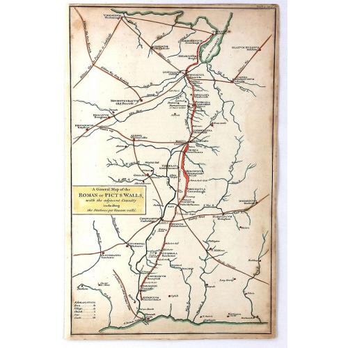 Old map image download for A General Map of the Roman or Picts Walls with the Adjacent Country including the Stations per Lineam Valli