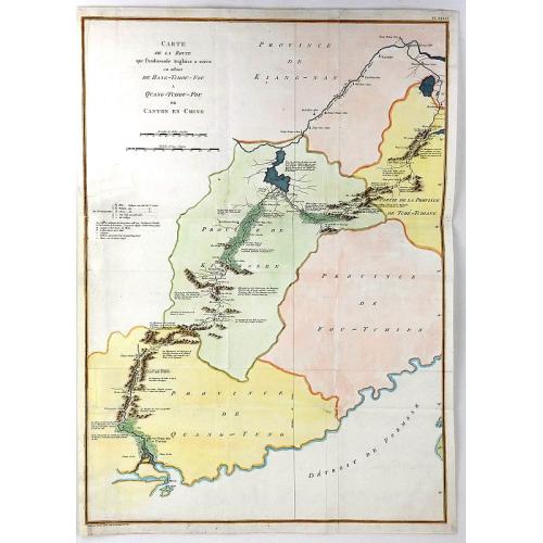 Old map image download for Carte de la Route que l'ambassade Anglais a Suive en Allant de Hang-Tchou-fou a Qhang-Tchou-Fou ou canton en Chine