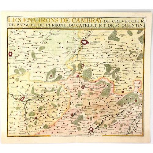 Old map image download for Les Environs de Cambray, de Crevecoeur, de Bapaume, De Perrone, Du Catelet de St. Quentin