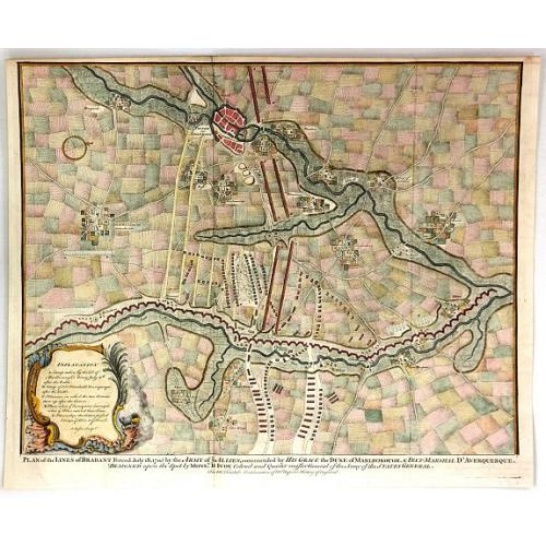 Old map image download for Plan of the Lines of Brabant Forced July 18, 1704 by the Army of the Allies