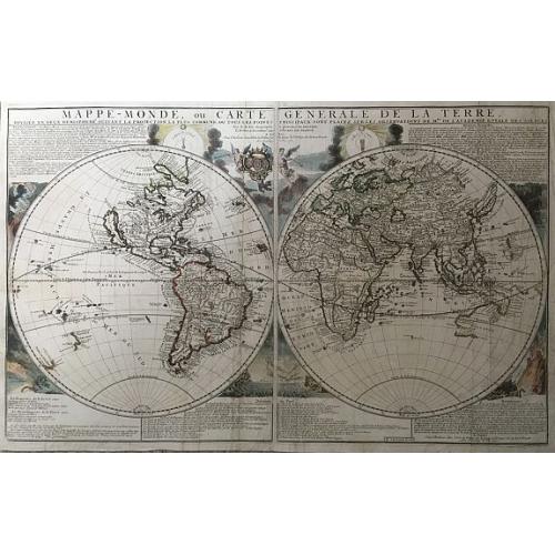 Old map image download for Mappe-Monde, ou Carte Generale de la Terre, Divisee en Deux Hemispheres Suivant la Projection la Plus Commune ou Tous les Points Principaux sont Placez sur les Observations de Mrs. de l'Academie Royale des Siences