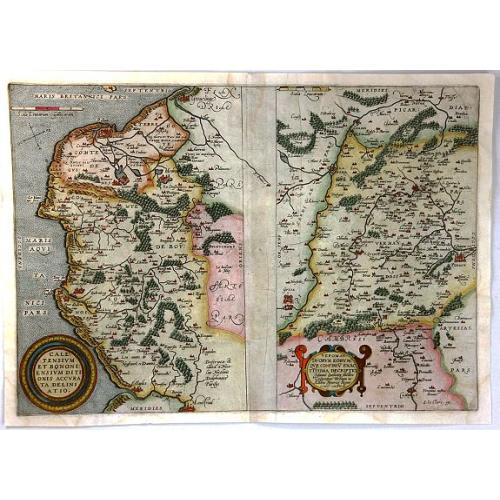 Old map image download for Caletensium et Bononiensium Ditionis Accurata Delineatio; Vermanduorum Eorumque Confinium Exactissima (2 Maps)