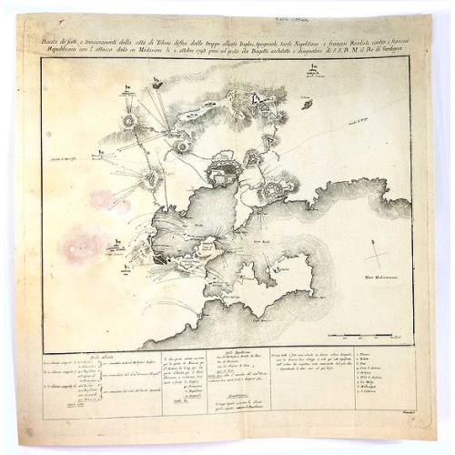 Old map image download for Pianta di Forti, e Trincieramenti Della Vitta di Tolone