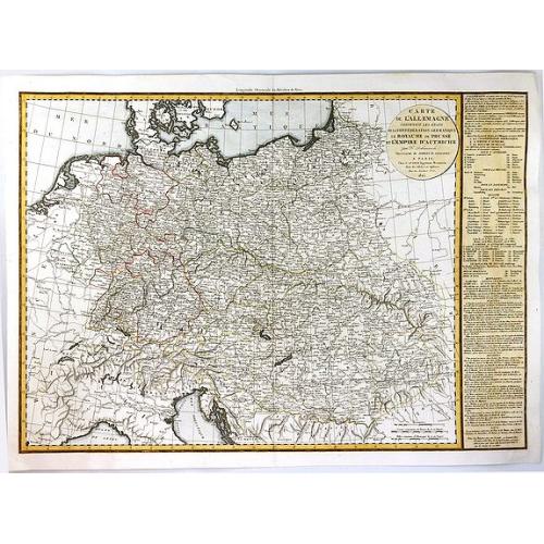 Old map image download for Carte de l'Allemagne Contenant les Etats de la Confédération Germanique, le Royaume de Prusse.