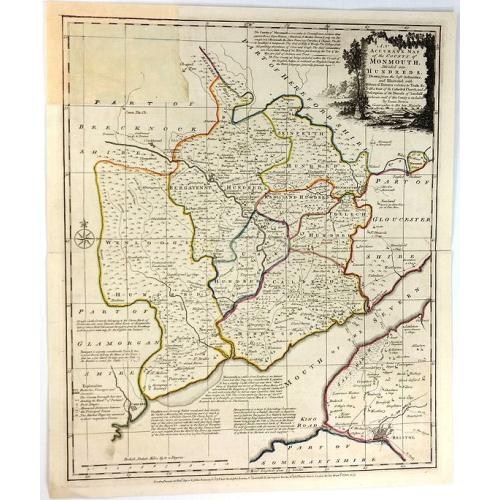 Old map image download for An Accurate Map of the County of Monmouth, Divided Into Hundreds