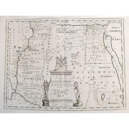 Old map image download for A new map of the north part of Ancient Africa, shewing the chiefe people, cities, towns, rivers, and mountains in Mauritania, Numidia, Africa Propria, Libya Propria, and Egypt...