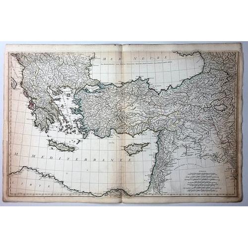 Old map image download for Bottom Part Only of Huge Map centering on Greece.