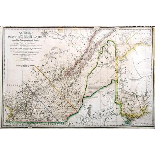 Old map image download for A New Map of the province of Lower Canada, describing all the Signeuries, Townships, Grants of Land, &c. . .