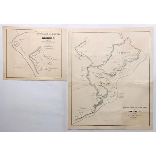 Old map image download for Reconnaissance of the Rebel Works at Gloucester Va. & Yorktown Va. (Two Maps)