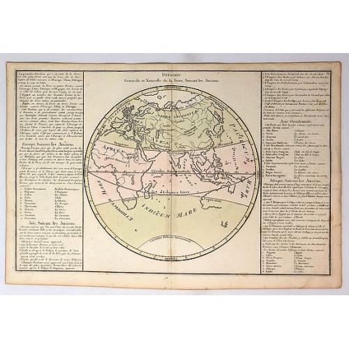 Old map image download for Division Generale et Naturelle de la Terre, Suivant les Anciens.