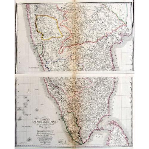 Old map image download for Map of the Peninsula of India, from the 19th Degree of North Latitude to Cape Comorin.