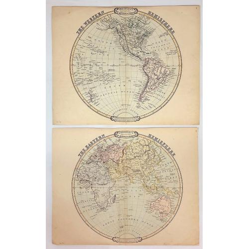 Old map image download for The Western & Eastern Hemispheres (Two Circular Maps).