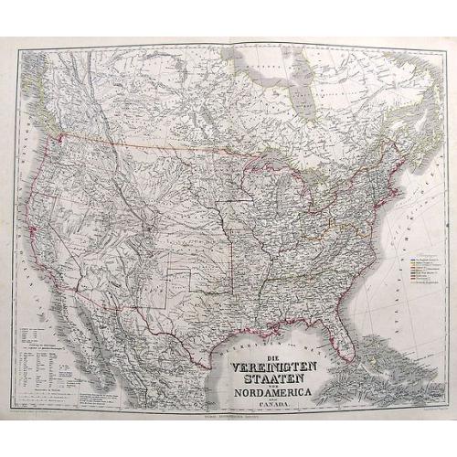 Old map image download for Die Vereinigten Staaten von Nord America nebst Canada.