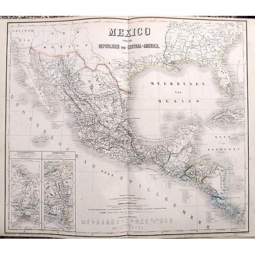 Old map image download for Mexico und die Republiken von Central-America.