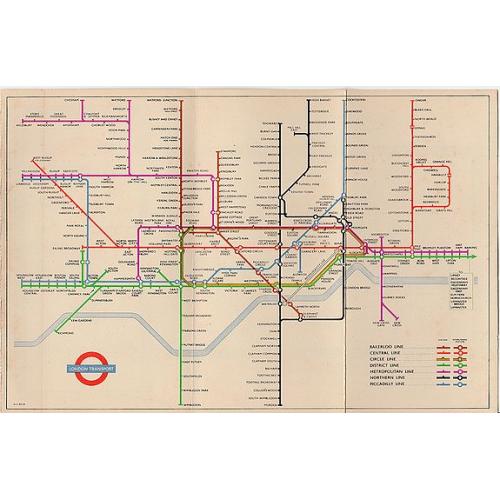 Old map image download for (1953 Harry Beck London Underground map.)