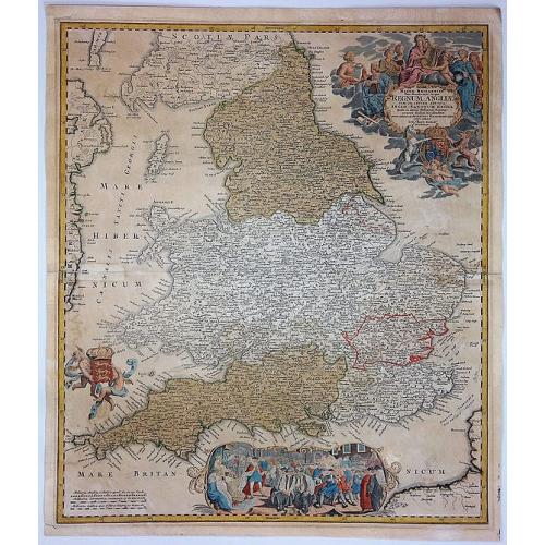 Old map image download for Magne Britanniae Pars Meridionalis in Qua Regnum Angliae...