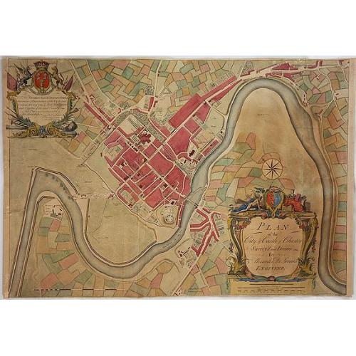 Old map image download for Plan of the city & Castle of Chester, Survey'd and Drawn by Alexander de Lavaux.