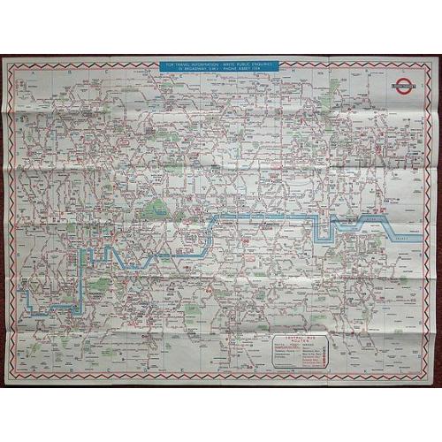 Old map image download for 1946 Central London Bus map Fred J H Elston edition.